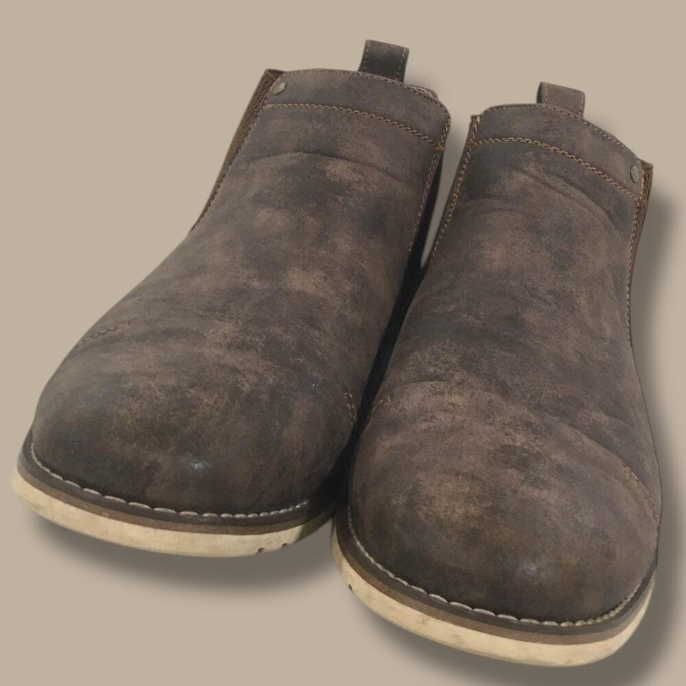 NWOT Men's Size 10 FERRO ALDO Sterling Brown Vegan Suede Slip On Chelsea Boots
